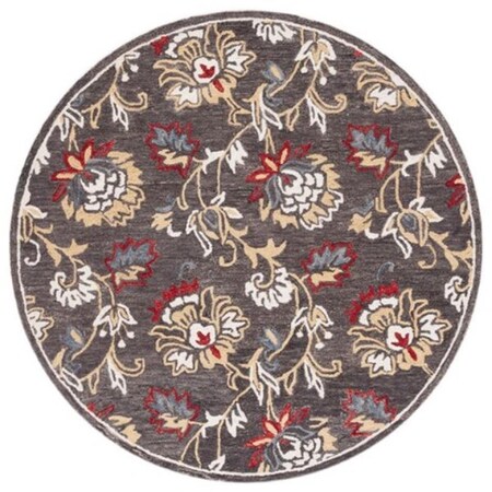 Safavieh 6 x 6 ft. Blossom Country & Floral Round Hand Tufted Rug; Dark Grey & Yellow BLM276Z-6R